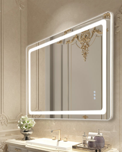 VEVOR LED Bathroom Mirror, 32" x 48" LED Bathroom Vanity Mirror with Frontlit and Backlit, Anti-Fog Memory Mirror with Lights, Stepless 3 Colors Temperature Dimmable Bathroom Mirror, Wall Mounted - DDJXJ3248INC968O2V1 - view 1