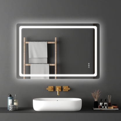 VEVOR LED Bathroom Mirror, 32" x 48" LED Bathroom Vanity Mirror with Frontlit and Backlit, Anti-Fog Memory Mirror with Lights, Stepless 3 Colors Temperature Dimmable Bathroom Mirror, Wall Mounted - DDJXJ3248INC968O2V1 - view 9