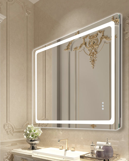 VEVOR LED Bathroom Mirror, 36" x 48" LED Bathroom Vanity Mirror with Frontlit and Backlit, Anti-Fog Memory Mirror with Lights, Stepless 3 Colors Temperature Dimmable Bathroom Mirror, Wall Mounted - DDJXJ3648INC04A3QV1 - view 1