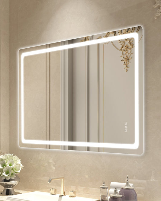VEVOR LED Bathroom Mirror, 36" x 60" LED Bathroom Vanity Mirror with Frontlit and Backlit, Anti-Fog Memory Mirror with Lights, Stepless 3 Colors Temperature Dimmable Bathroom Mirror, Wall Mounted - DDJXJ3660INCDNZZKV1 - view 1