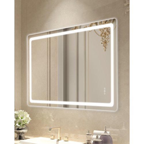 VEVOR LED Bathroom Mirror, 36" x 60" LED Bathroom Vanity Mirror with Frontlit and Backlit, Anti-Fog Memory Mirror with Lights, Stepless 3 Colors Temperature Dimmable Bathroom Mirror, Wall Mounted - DDJXJ3660INCDNZZKV1 - view 2