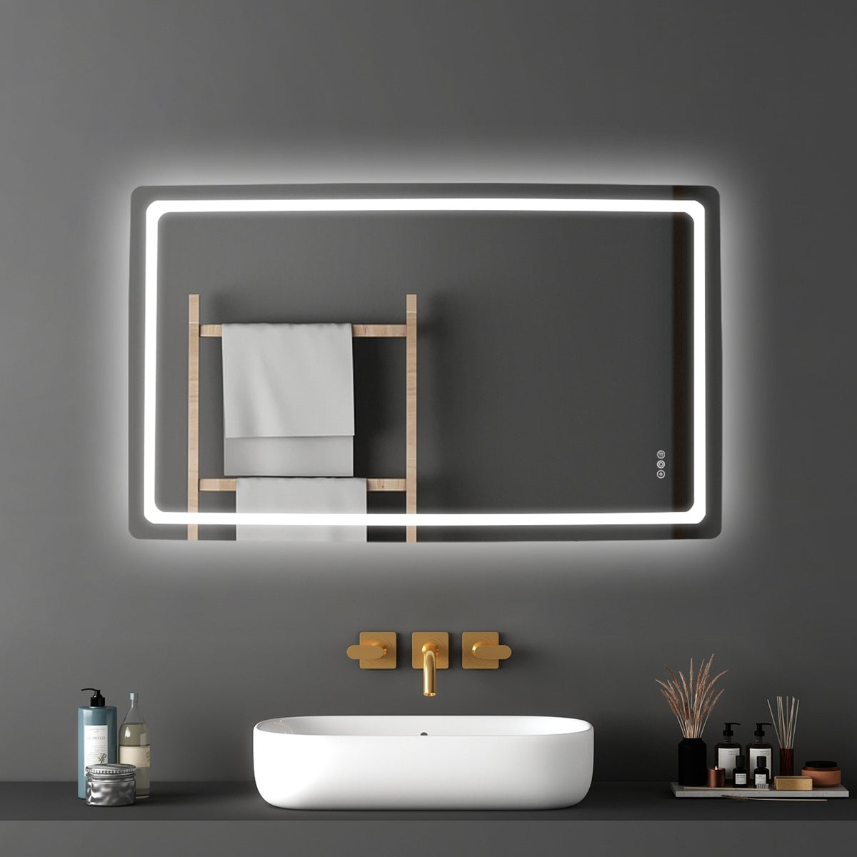 VEVOR LED Bathroom Mirror, 36" x 60" LED Bathroom Vanity Mirror with Frontlit and Backlit, Anti-Fog Memory Mirror with Lights, Stepless 3 Colors Temperature Dimmable Bathroom Mirror, Wall Mounted - DDJXJ3660INCDNZZKV1 - view 9