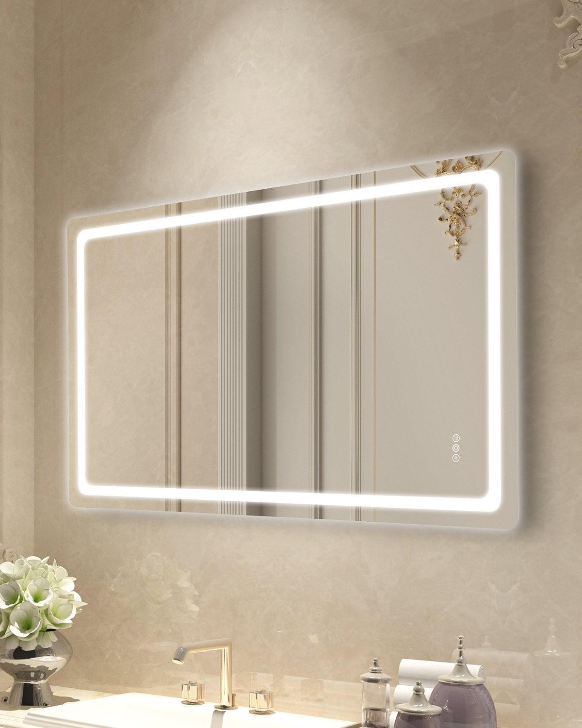 VEVOR LED Bathroom Mirror, 36" x 72" LED Bathroom Vanity Mirror with Frontlit and Backlit, Anti-Fog Memory Mirror with Lights, Stepless 3 Colors Temperature Dimmable Bathroom Mirror, Wall Mounted - DDJXJ3672INCAOO9TV1 - view 1