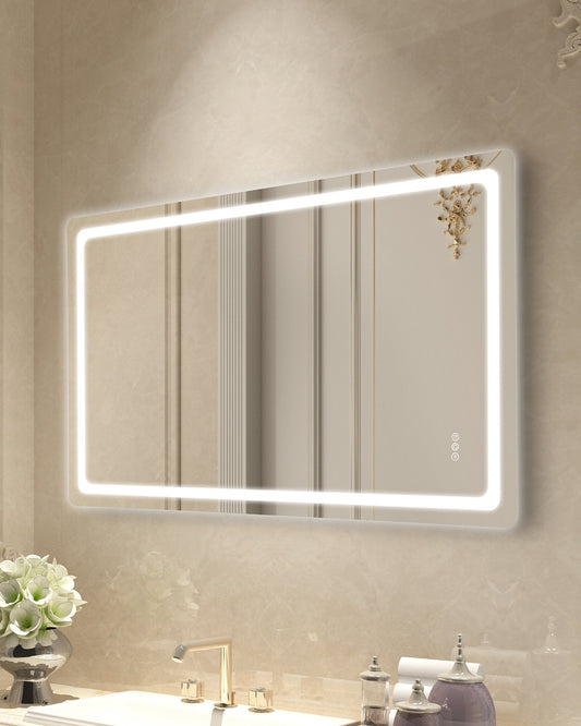 VEVOR LED Bathroom Mirror, 36" x 72" LED Bathroom Vanity Mirror with Frontlit and Backlit, Anti-Fog Memory Mirror with Lights, Stepless 3 Colors Temperature Dimmable Bathroom Mirror, Wall Mounted - DDJXJ3672INCAOO9TV1 - view 1