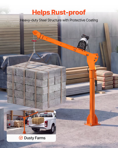 VEVOR Electric Truck Crane, 1100 lbs Pickup Truck Crane with PA800 Electric Hoist, 360° Rotating Telescopic Boom, Premium Galvanized Steel,Foldable Pickup Bed Jib Hoist for Machine Lumber Lifting - DDKCZDJDDHLCGBNL4001V1 - view 8