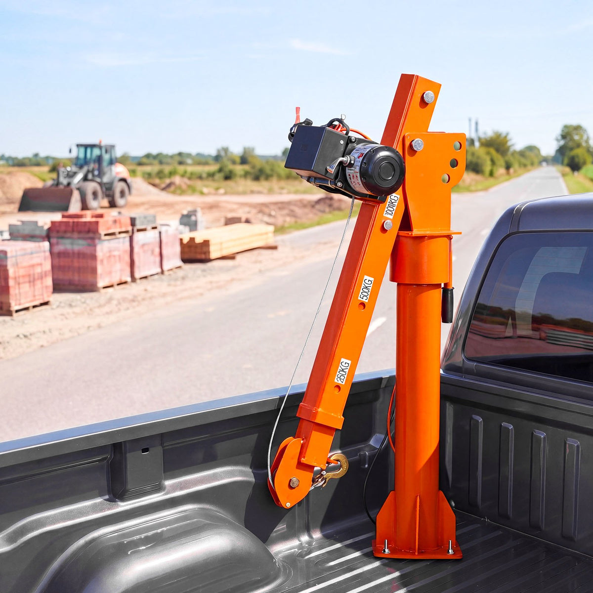 VEVOR Electric Truck Crane, 2200 lbs Pickup Truck Crane with 12V 6000 lbs Electric Winch, 360° Rotating Telescopic Boom, Premium Galvanized Steel, Foldable Pickup Bed Jib for Machine Lumber Lifting - DDKCZDJDDJPCV711N001V9 - view 9