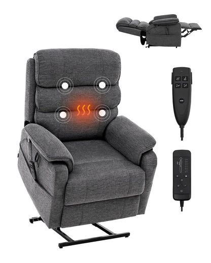 VEVOR Power Lift Recliner Chair, Lift Chair with Heat and Massage for Elderly, Dual Motor Recliner Chair with 2 Anti-Fall Ropes, Infinite Position Adjustment Electric Recliner (Medium, Dark Gray) - DDKDTYSDJZCCE9P4DV1 - view 1