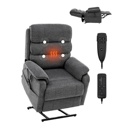 VEVOR Power Lift Recliner Chair, Lift Chair with Heat and Massage for Elderly, Dual Motor Recliner Chair with 2 Anti-Fall Ropes, Infinite Position Adjustment Electric Recliner (Medium, Dark Gray) - DDKDTYSDJZCCE9P4DV1 - view 2