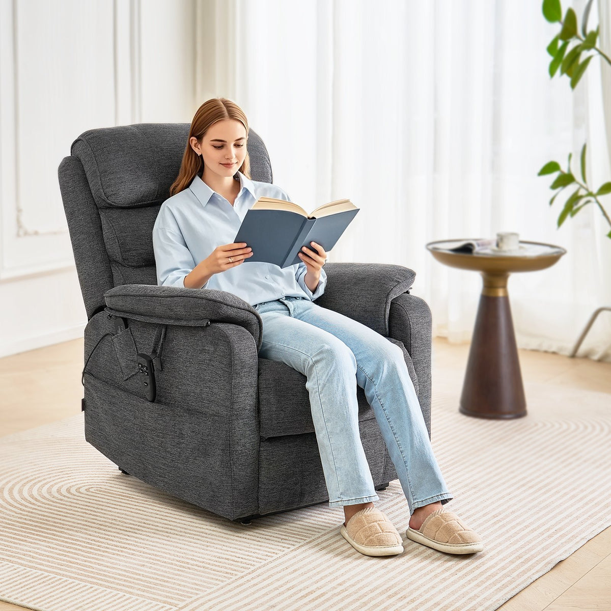VEVOR Power Lift Recliner Chair, Lift Chair with Heat and Massage for Elderly, Dual Motor Recliner Chair with 2 Anti-Fall Ropes, Infinite Position Adjustment Electric Recliner (Medium, Dark Gray) - DDKDTYSDJZCCE9P4DV1 - view 9
