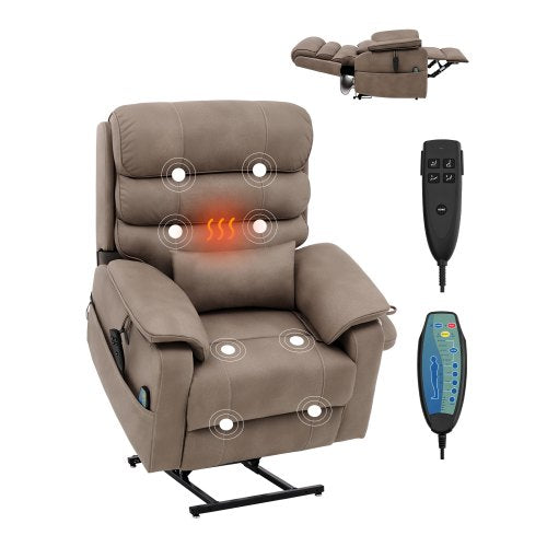 VEVOR Power Lift Recliner Chair, Lift Chair with Heat and Massage for Elderly, Dual Motor Recliner Chair with a  Cup holder, Infinite Position Adjustment Electric Recliner (Medium-Wide, Light Brown) - DDKDTYSDJZCCTH0JRV1 - view 2
