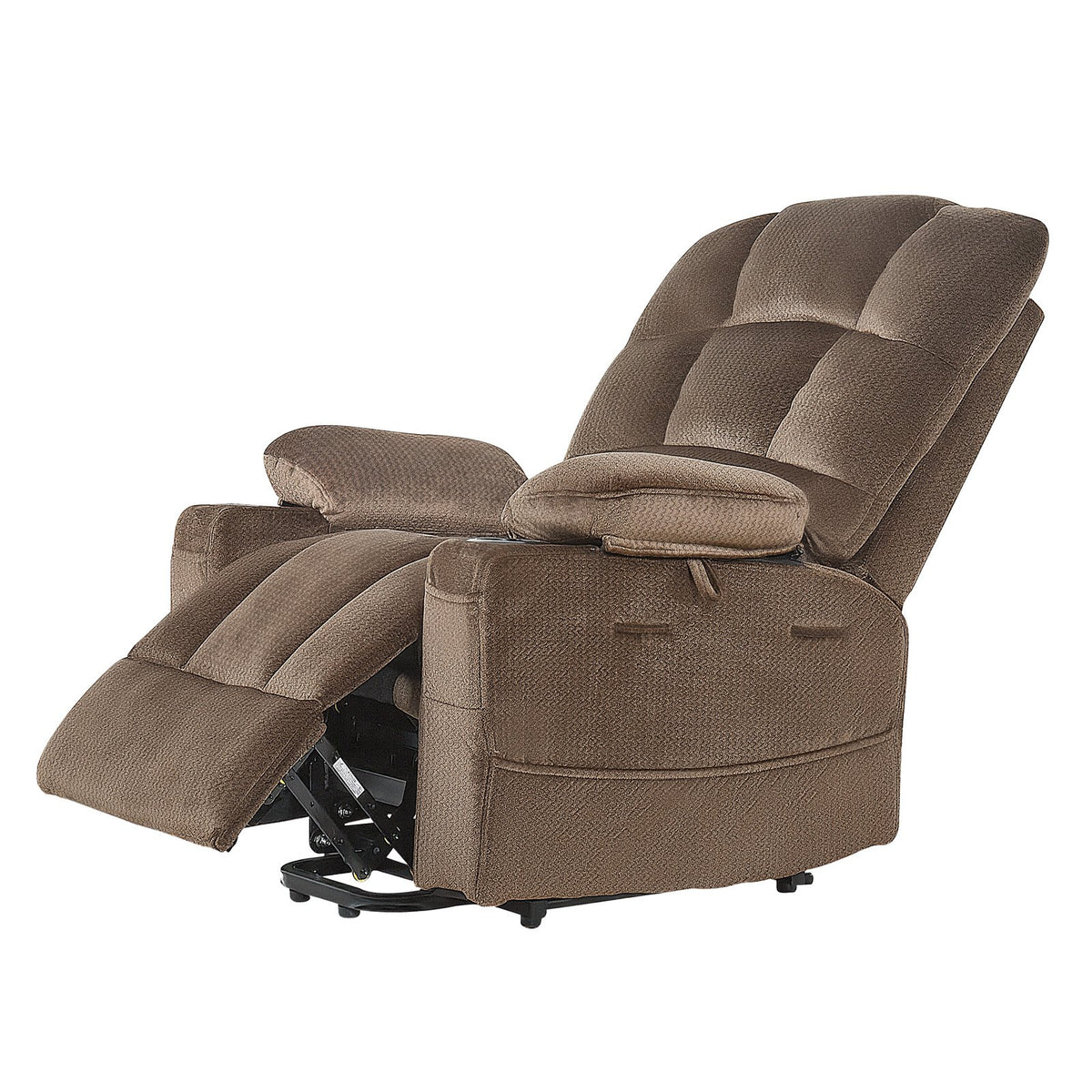 VEVOR Power Lift Recliner Chair, Dual Motor, Large Electric Lift Chair with Heat and Massage for Elderly, Infinite Position Adjustment, Velvet Fabric, with Side and Front Pockets, Cup Holders, Brown - DDKDTYSHSBLDUW56K001V1 - view 10