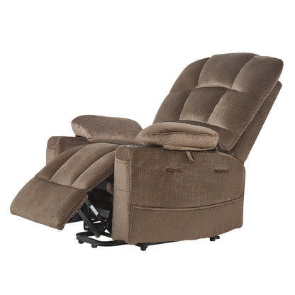 VEVOR Power Lift Recliner Chair, Dual Motor, Large Electric Lift Chair with Heat and Massage for Elderly, Infinite Position Adjustment, Velvet Fabric, with Side and Front Pockets, Cup Holders, Brown - DDKDTYSHSBLDUW56K001V1 - view 10