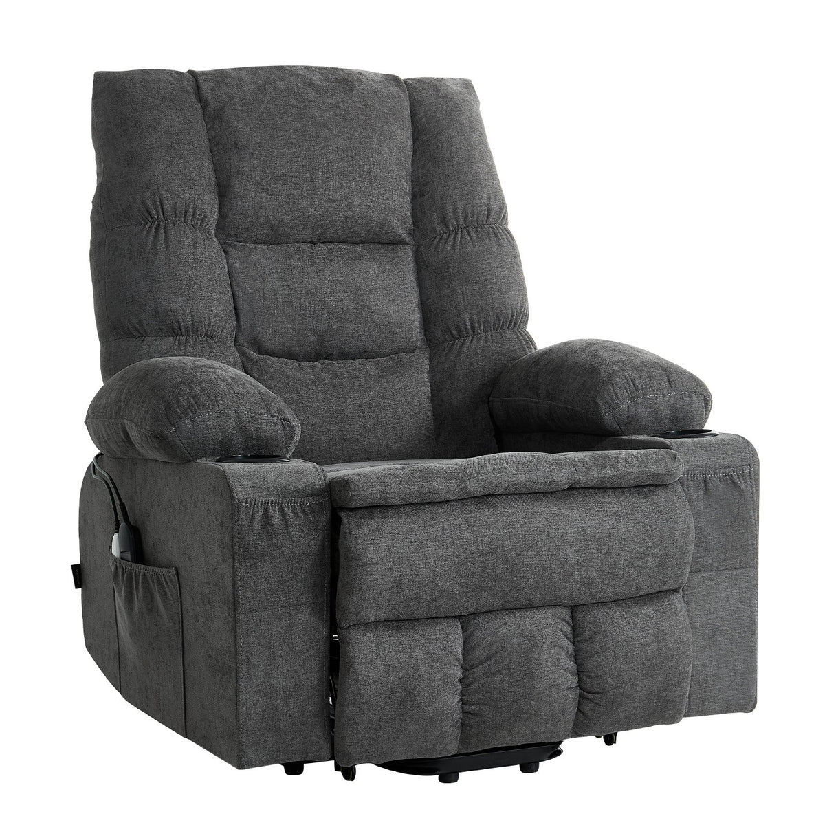 VEVOR Power Lift Recliner Chair, Large Electric Lift Chair with Heat and Massage for Elderly, Infinite Position Adjustment, Chenille Fabric, with Side Pockets, Cup Holders and USB Port, Dark Gray - DDKDTYZSBLDCW3F6T001V1 - view 10