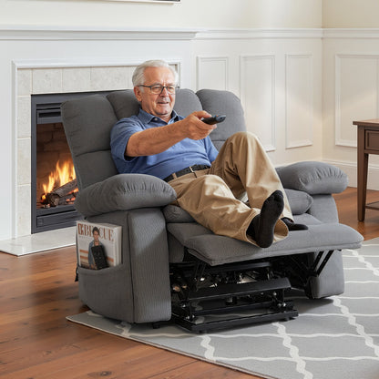VEVOR Power Lift Recliner Chair, Dual Motor, Oversized Electric Lift Chair with Heat and Massage for Elderly, Infinite Position Adjustment, Chenille Fabric, with Side Pockets, Cup Holders, Light Gray - DDKDTYZSBLOVZTZOK001V1 - view 9