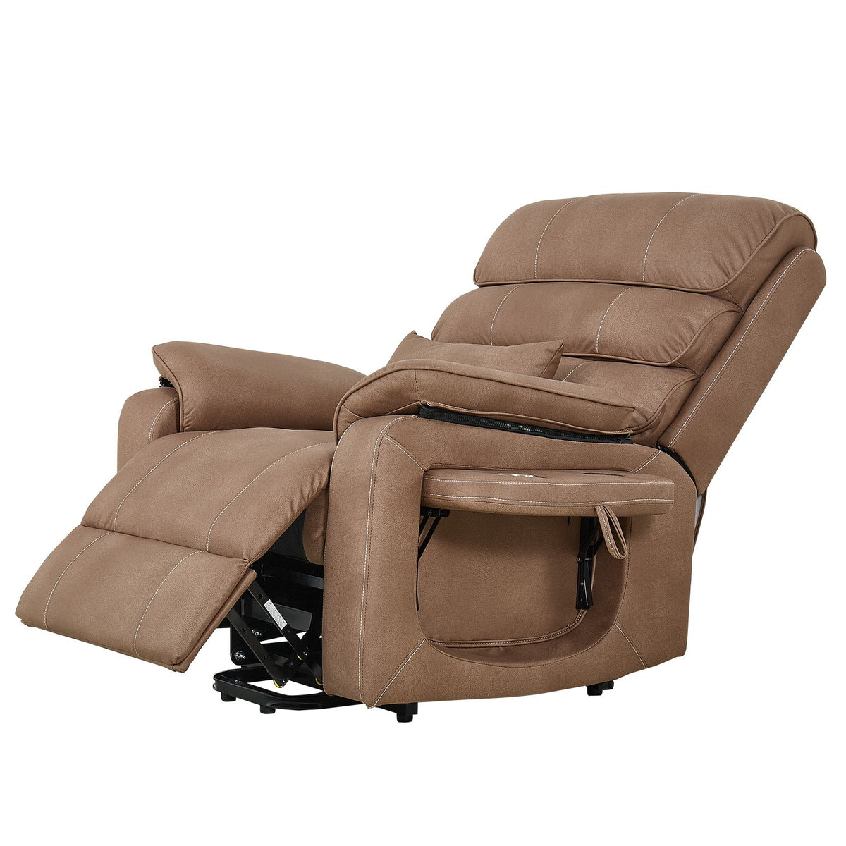 VEVOR Power Lift Recliner Chair, Dual Motor, Medium Wide Electric Lift Chair with Heat and Massage for Elderly, Infinite Position Adjustment, Leather Surface, with Storage Pocket, Cup Holder, Brown - DDKDTYZSPGZCFJQ8T001V1 - view 10