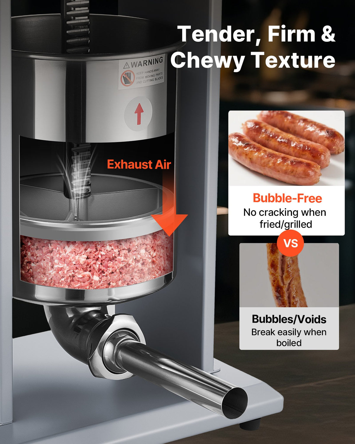 VEVOR Electric Sausage Stuffer, 22 LBS / 10 L Vertical Meat Filler with Stepless Speed Adjustment, Stainless Steel Sausage Stuffing Machine, Foot Pedal & 4 Filling Tubes, for Commercial and Home Use - DDKGCJ10LLSTSI76E001V1 - view 4