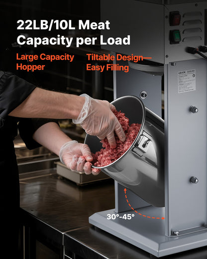 VEVOR Electric Sausage Stuffer, 22 LBS / 10 L Vertical Meat Filler with Stepless Speed Adjustment, Stainless Steel Sausage Stuffing Machine, Foot Pedal & 4 Filling Tubes, for Commercial and Home Use - DDKGCJ10LLSTSI76E001V1 - view 5