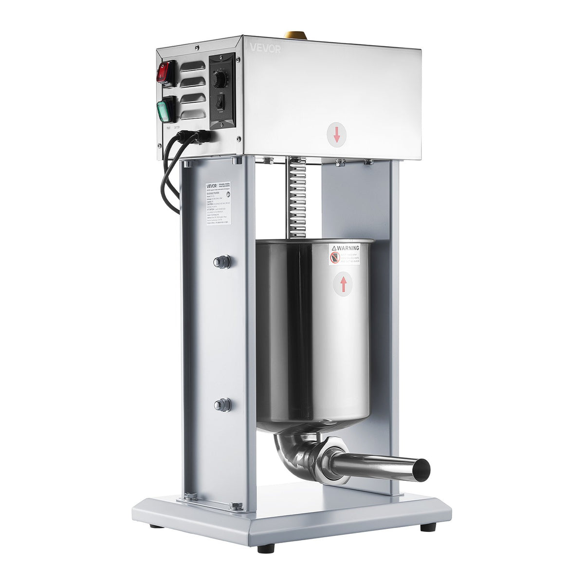 VEVOR Electric Sausage Stuffer, 22 LBS / 10 L Vertical Meat Filler with Stepless Speed Adjustment, Stainless Steel Sausage Stuffing Machine, Foot Pedal & 4 Filling Tubes, for Commercial and Home Use - DDKGCJ10LLSTSI76E001V1 - view 10