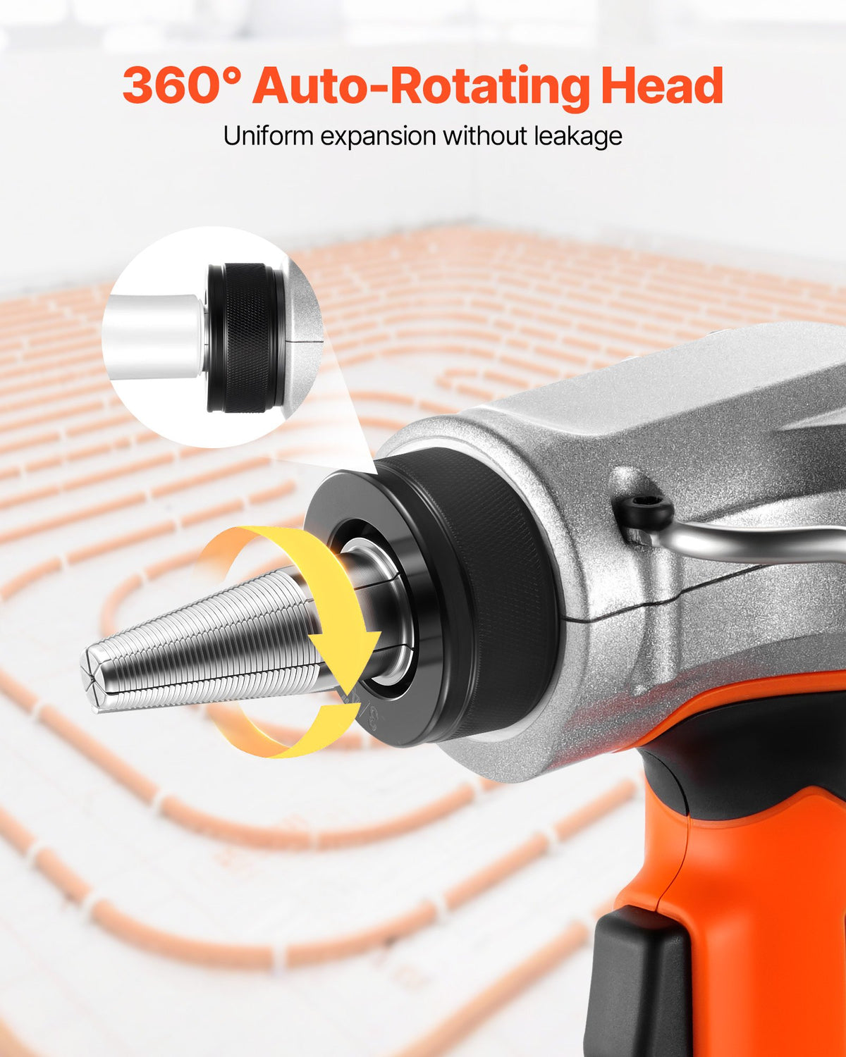 VEVOR Cordless Tube Expander, 20V Max Electric Tubing Expansion Tool for 1/2", 3/4", 1" PEX-A Pipes, 22000RPM Pipe Expander with 3 Expanding Head, 2pcs 2AH Battery, Fast Charger & Carrying Case - DDKGQ1234120IXSW9001V1 - view 5