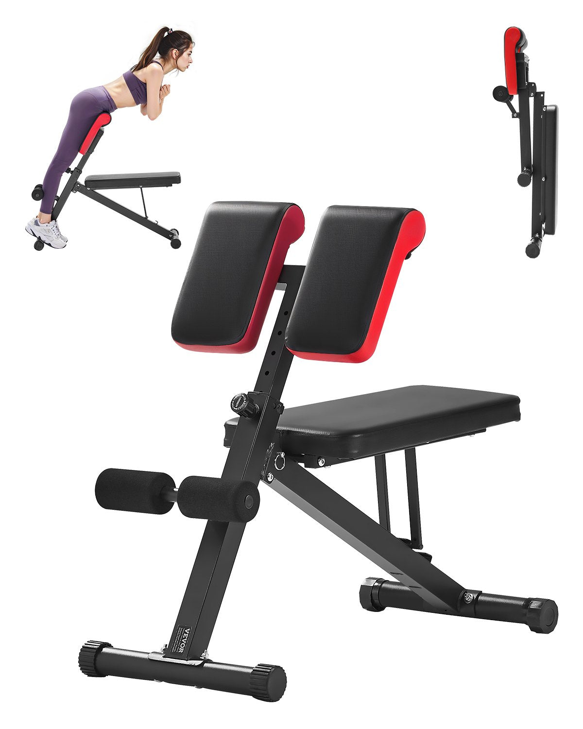 VEVOR Multi-Functional Weight Bench for Full Body Workout, Roman Chair Hyperextension Bench, 330 lbs Adjustable & Foldable Equipment for Back Arm Core Ab Workout, Sit Up Exercise Machine for Home Gym - DDKLMYAX330L58RT2V0 - view 1