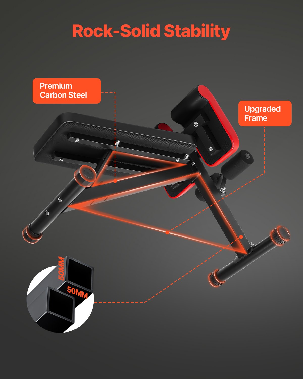 VEVOR Multi-Functional Weight Bench for Full Body Workout, Roman Chair Hyperextension Bench, 330 lbs Adjustable & Foldable Equipment for Back Arm Core Ab Workout, Sit Up Exercise Machine for Home Gym - DDKLMYAX330L58RT2V0 - view 6