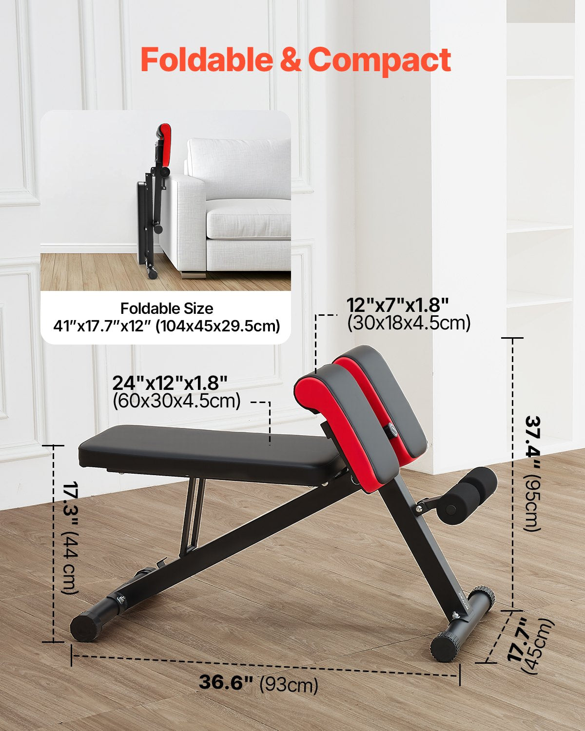 VEVOR Multi-Functional Weight Bench for Full Body Workout, Roman Chair Hyperextension Bench, 330 lbs Adjustable & Foldable Equipment for Back Arm Core Ab Workout, Sit Up Exercise Machine for Home Gym - DDKLMYAX330L58RT2V0 - view 7
