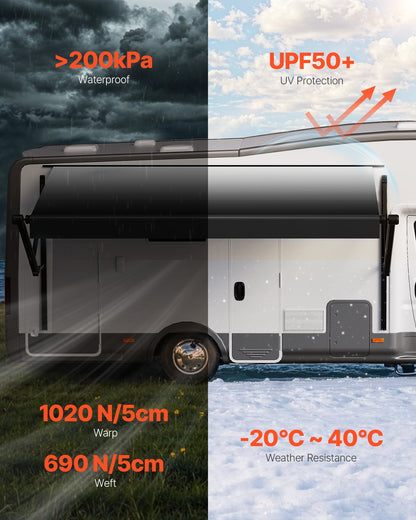 VEVOR Motorized RV Awning Complete Kit, 18' Retractable Awning with Aluminum Alloy Frame, Outdoor Trailer Awning, Fit for Most RVs(Black Fade) - DDKSSSFCZYP167NM9V9 - view 4