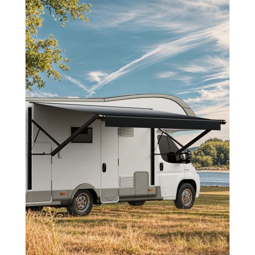 VEVOR Motorized RV Awning Complete Kit, 10' Retractable Awning with Aluminum Alloy Frame, Outdoor Trailer Awning, Fit for Most RVs(Black Fade) - DDKSSSFCZYP195S2JV9 - view 2