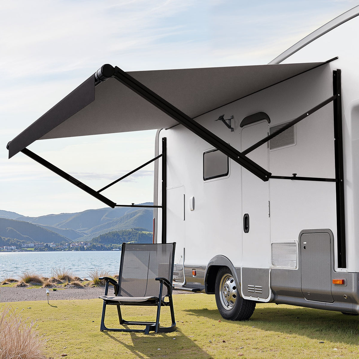 VEVOR Motorized RV Awning Complete Kit, 16' Retractable Awning with Aluminum Alloy Frame, Outdoor Trailer Awning, Fit for Most RVs(Black Fade) - DDKSSSFCZYP1R5K9TV9 - view 9