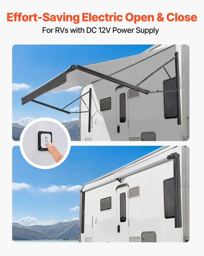 VEVOR Motorized RV Awning Complete Kit, 20.06FT Electric Retractable RV Awning with Aluminum Alloy Frame & Waterproof Fabric, Outdoor Camping Trailer Awnings Fit Most RVs (20FT Type, Gradient Black) - DDKSSSFCZYP236GD3001V9 - view 4