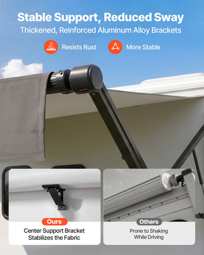 VEVOR Motorized RV Awning Complete Kit, 20.06FT Electric Retractable RV Awning with Aluminum Alloy Frame & Waterproof Fabric, Outdoor Camping Trailer Awnings Fit Most RVs (20FT Type, Gradient Black) - DDKSSSFCZYP236GD3001V9 - view 6