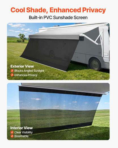 VEVOR Motorized RV Awning Complete Kit & Sunshade Screen, 18.06FT Electric Retractable RV Awning with Aluminum Alloy Frame & Waterproof Fabric, Outdoor Camping Trailer Awnings Fit Most RVs (18FT Type) - DDKSSSFCZYP2U1EJM001V9 - view 4