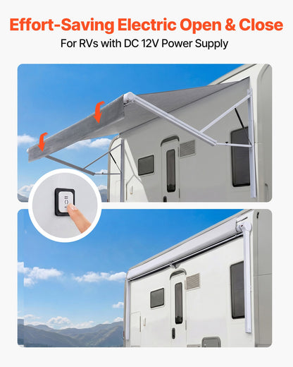 VEVOR Motorized RV Awning Complete Kit & Sunshade Screen, 18.06FT Electric Retractable RV Awning with Aluminum Alloy Frame & Waterproof Fabric, Outdoor Camping Trailer Awnings Fit Most RVs (18FT Type) - DDKSSSFCZYP2U1EJM001V9 - view 6