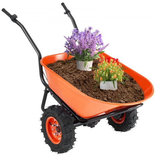 VEVOR Electric Wheelbarrow Cart, 500W Powered Utility Garden Wagon Dump Cart, 4.5 Cu Ft Load & 573 lbs Capacity with Metal Handle & 16" Track Wheels, Two Wheel Barrow Yard Cart & Wagons for Lawn Farm - DDL2LHYTC2JLJVUC6V1 - view 2