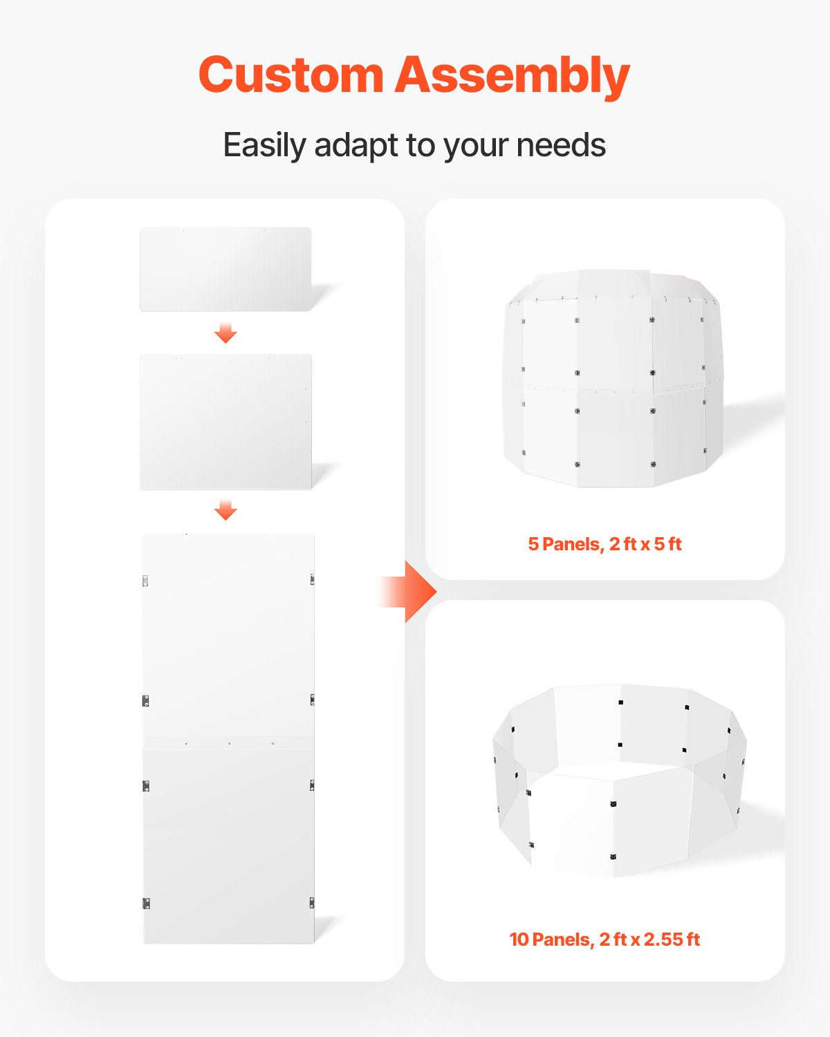 VEVOR Drum Shield, 5 Panels 2ft x 5ft Portable Acrylic Drum Cage with Zinc Alloy Hinges and Deflectors for Church Concert Halls, Drum Shields Drum Sound Barrier Suitable for Practice and Performance - DDLBGD5PZH2YOFP72V0 - view 7