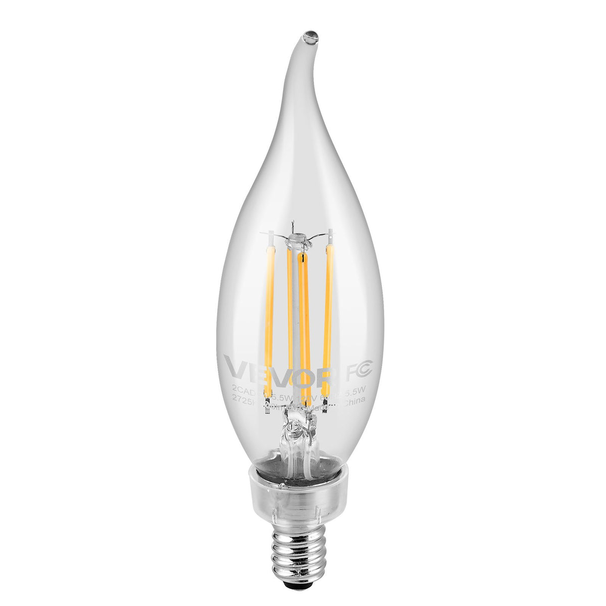VEVOR LED Candelabra Bulbs, 12-Pack Dimmable Chandelier Light Bulbs, Vintage Flame Tip Candle Light Bulb with 2725K Warm Lighting, 90+ High CRI & E12 Base for Chandeliers, Wall Sconces & Table Lamps - DDLEDDPLZJJX46TZJ001V6 - view 10
