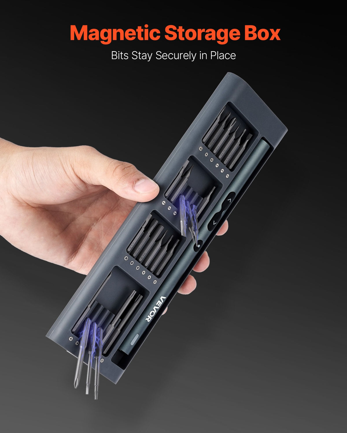 VEVOR Electric Precision Screwdriver Set, 48 Magnetic Bits, Mini Electric Screwdriver with Magnetic Storage Box, S2 Steel Bits, LED Light, Type-C Charging, for Phone, Laptop, and Electronics Repair - DDLSD4V350MAY238C001V9 - view 3