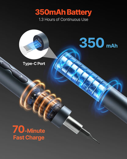 VEVOR Electric Precision Screwdriver Set, 48 Magnetic Bits, Mini Electric Screwdriver with Magnetic Storage Box, S2 Steel Bits, LED Light, Type-C Charging, for Phone, Laptop, and Electronics Repair - DDLSD4V350MAY238C001V9 - view 4