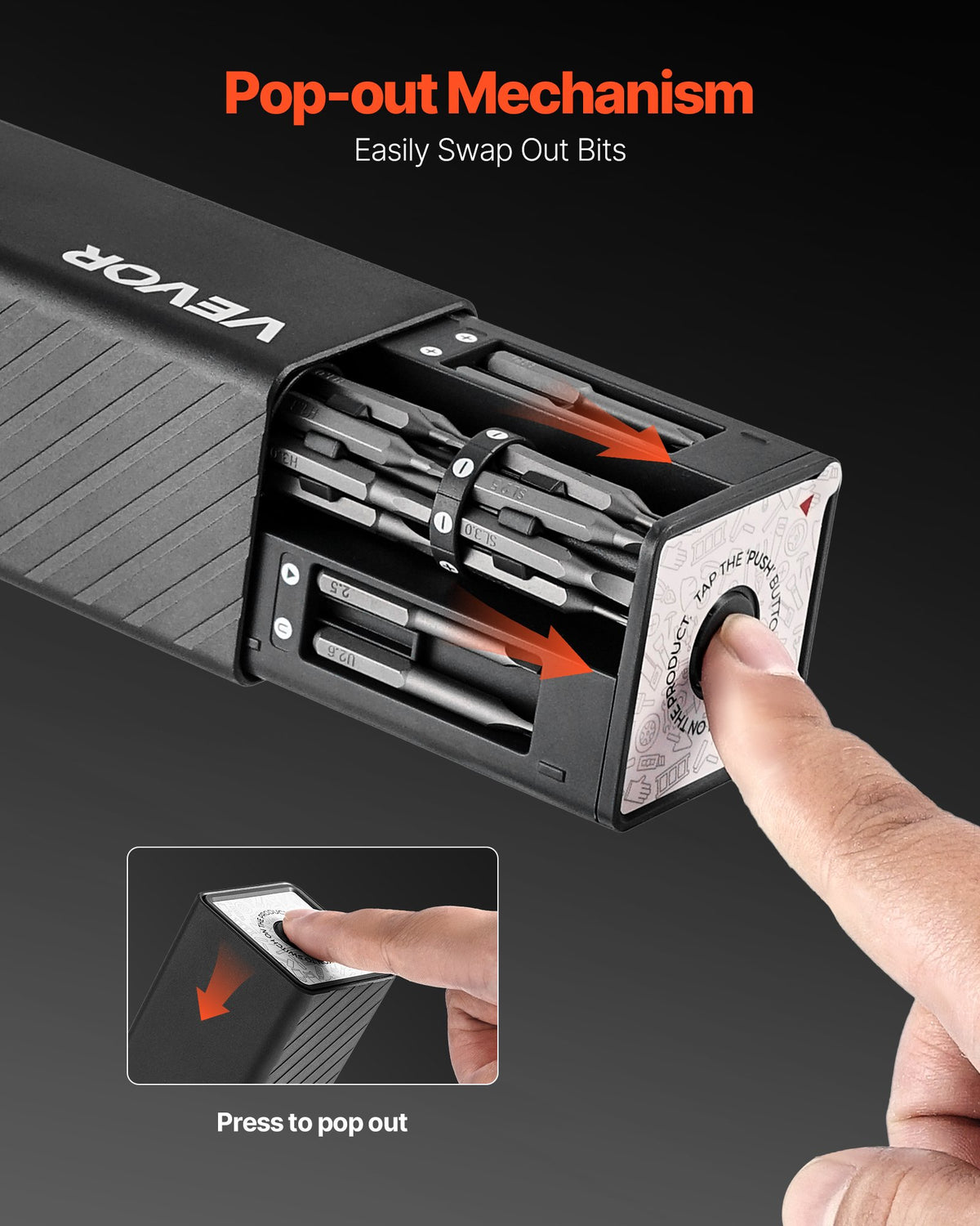 VEVOR Electric Precision Screwdriver Set, 52 Magnetic Bits, Mini Electric Screwdriver with Magnetic Storage Box, S2 Steel Bits, LED Light, Type-C Charging, for Phone, Laptop, and Electronics Repair - DDLSD4V500MA4UD9P001V9 - view 7