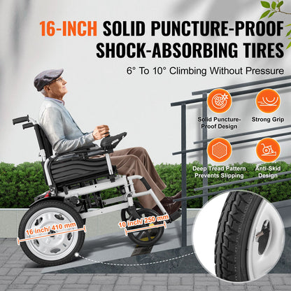 VEVOR Electric Wheelchair for Adults Seniors, 265 lbs Weight Capacity, 17.5in Width Lightweight Foldable Motorized Power Wheelchairs, UP to 12.5Miles Range All Terrain Power Chair, Adjustable Backrest - DDLY300LBS17XVGF9V1 - view 6