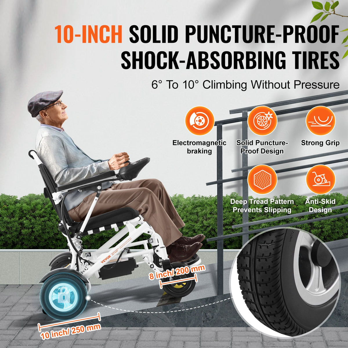 VEVOR Electric Wheelchair for Adults Seniors, 300 lbs Weight Capacity, 17.7 in Width Lightweight Foldable Motorized Power Wheelchairs, UP to 12.5 Miles Range All Terrain Aluminum Alloy Chair - DDLY330LB17IY7I32V1 - view 6