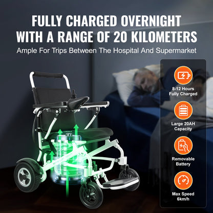 VEVOR Electric Wheelchair for Adults Seniors, 300 lbs Weight Capacity, 20 in Width Lightweight Foldable Motorized Power Wheelchairs, Long Range All Terrain Aluminum Alloy Chair - DDLY330LBS20LLLHFV1 - view 4