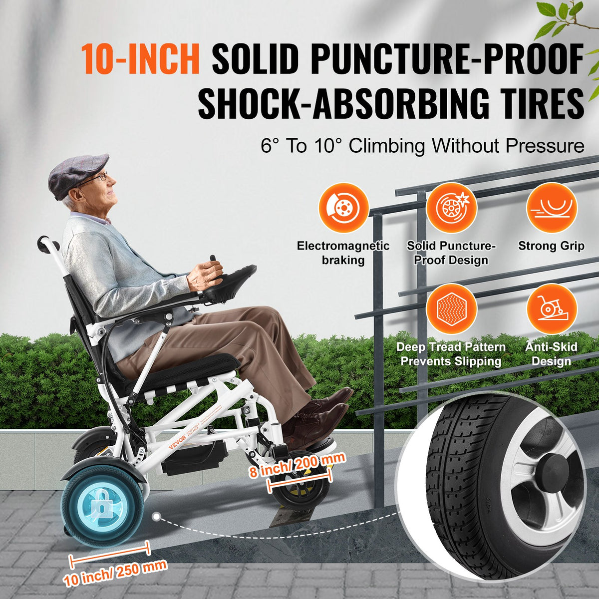 VEVOR Electric Wheelchair for Adults Seniors, 300 lbs Weight Capacity, 20 in Width Lightweight Foldable Motorized Power Wheelchairs, Long Range All Terrain Aluminum Alloy Chair - DDLY330LBS20LLLHFV1 - view 6