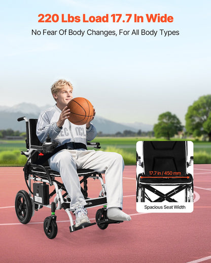 VEVOR Electric Wheelchair for Adults, 220lbs Capacity, Foldable & Lightweight Motorized Wheelchair, 12-Mile Long Travel Range, All-Terrain Powered Chair, Portable for Seniors & Disabled - DDLYLHJ220LBS3NFF001V1 - view 7