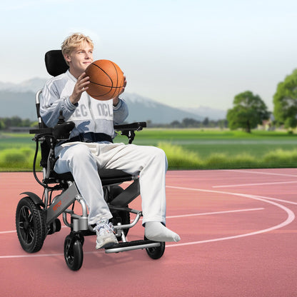 VEVOR Electric Wheelchair for Adults, 300lbs Capacity with Adjustable Backrest, Foldable & Lightweight Motorized Wheelchair, 13-Mile Range, All-Terrain Powered Chair, Portable for Seniors & Disabled - DDLYLHJ300LBR2GOG001V1 - view 9
