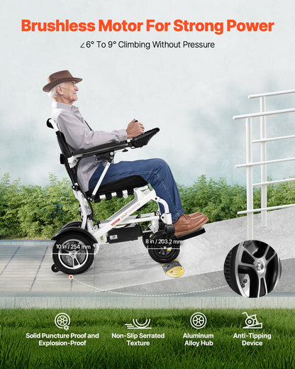 VEVOR Electric Wheelchair for Adults, 300lbs Capacity, Foldable & Lightweight Motorized Wheelchair, 13-Mile Long Travel Range, All-Terrain Powered Chair, Portable for Seniors & Disabled - DDLYLHJ300LBRL4EI001V1 - view 6