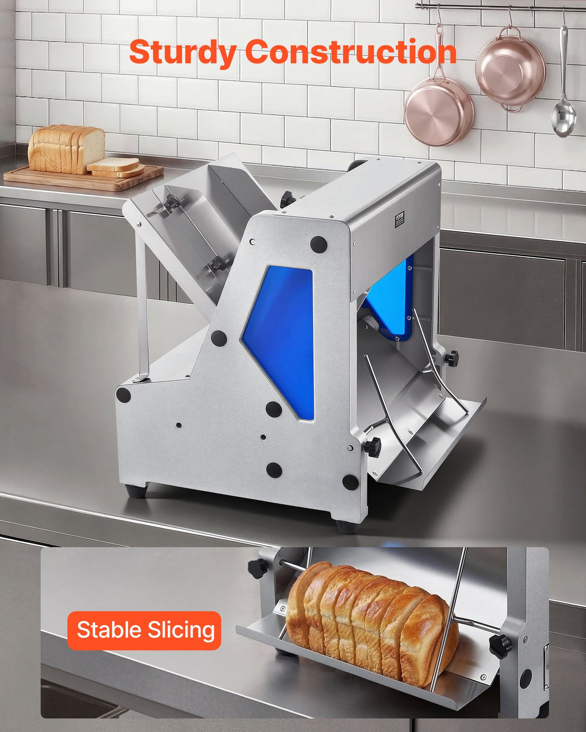 VEVOR Electric Bread Slicer, 370W Bread Slicing Machine, Die-Cast Aluminum Countertop Bread Cutter Machine for 12mm Slice Thickness, Commercial & Home Use for Bakeries Restaurants, 120V - DDMBQPJ370W13MLSK001V1 - view 5