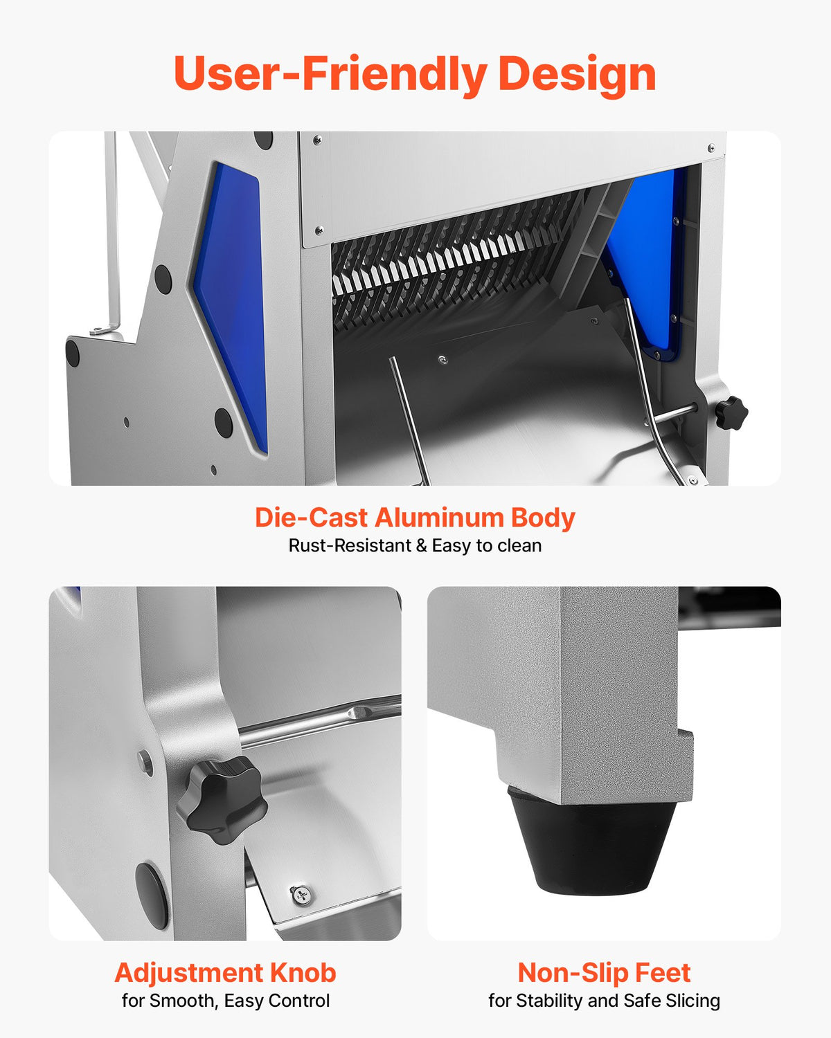 VEVOR Electric Bread Slicer, 370W Bread Slicing Machine, Die-Cast Aluminum Countertop Bread Cutter Machine for 12mm Slice Thickness, Commercial & Home Use for Bakeries Restaurants, 120V - DDMBQPJ370W13MLSK001V1 - view 7