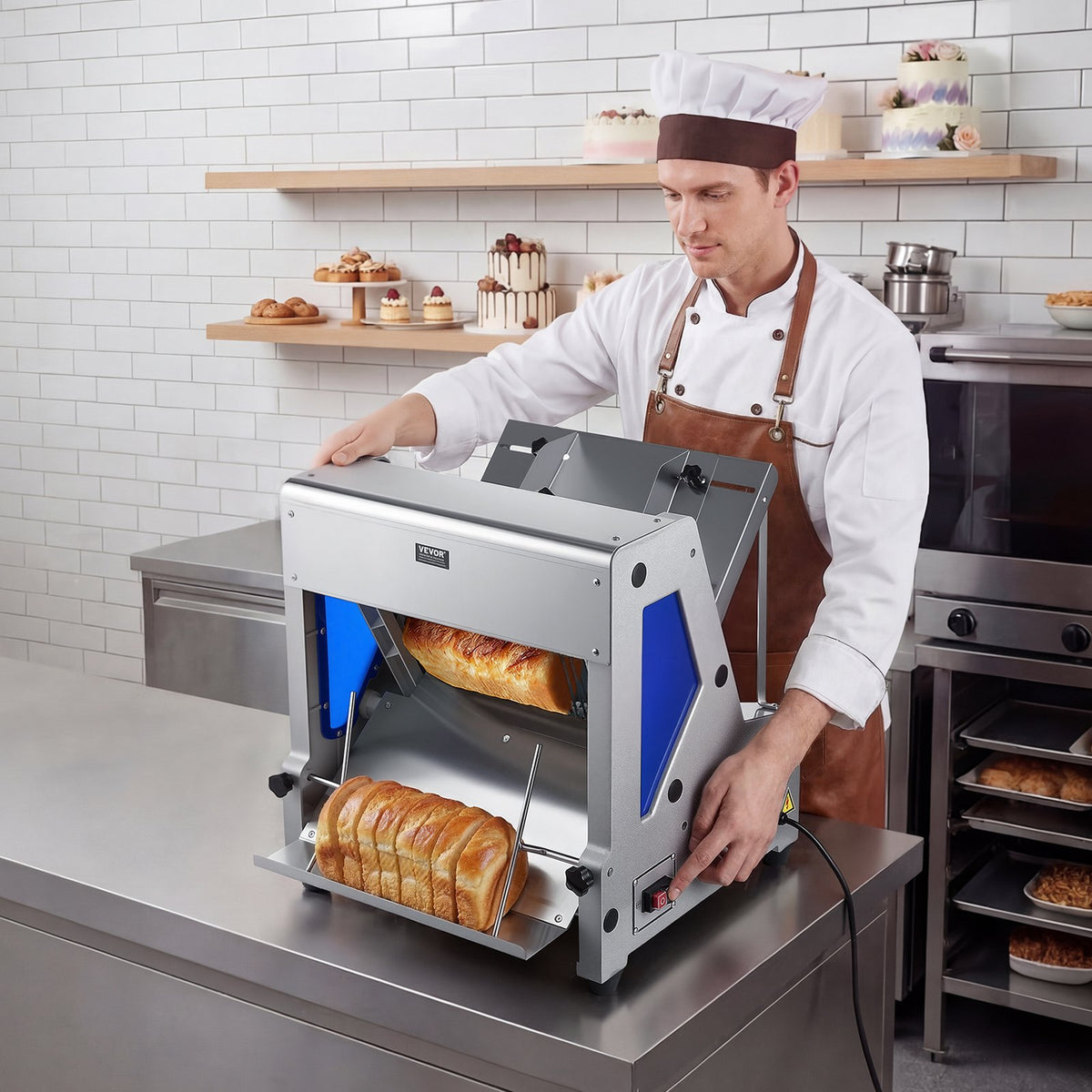 VEVOR Electric Bread Slicer, 370W Bread Slicing Machine, Die-Cast Aluminum Countertop Bread Cutter Machine for 12mm Slice Thickness, Commercial & Home Use for Bakeries Restaurants, 120V - DDMBQPJ370W13MLSK001V1 - view 9