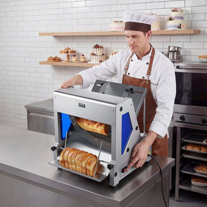 VEVOR Electric Bread Slicer, 370W Bread Slicing Machine, Die-Cast Aluminum Countertop Bread Cutter Machine for 12mm Slice Thickness, Commercial & Home Use for Bakeries Restaurants, 120V - DDMBQPJ370W13MLSK001V1 - view 9